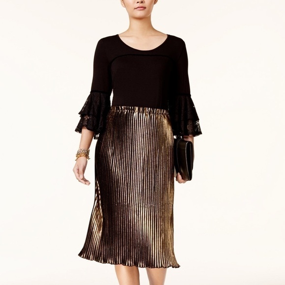 NWT NY Collection Lace Cuff Top - Picture 1 of 5